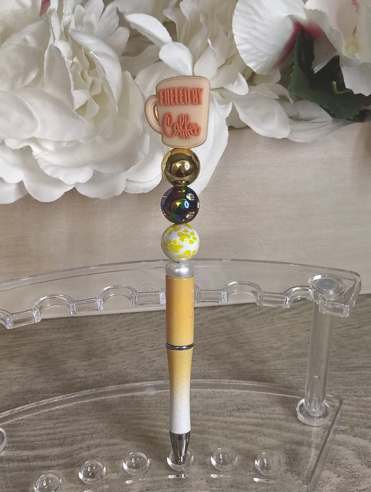 Fueled by Coffee Pen | Coffee Lover Beaded Statement Pen