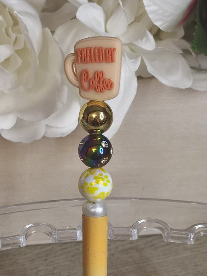 Fueled by Coffee Pen | Coffee Lover Beaded Statement Pen
