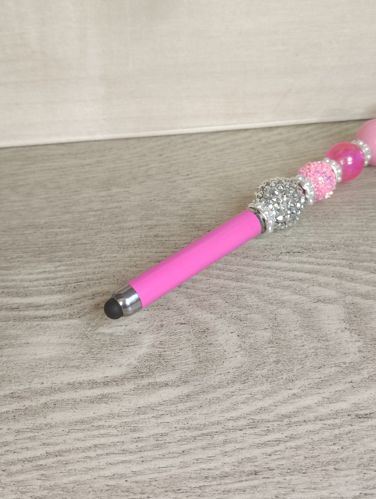 Pink Heart Pen & Stylus with Extender | Beaded 2-in-1 Statement Pen