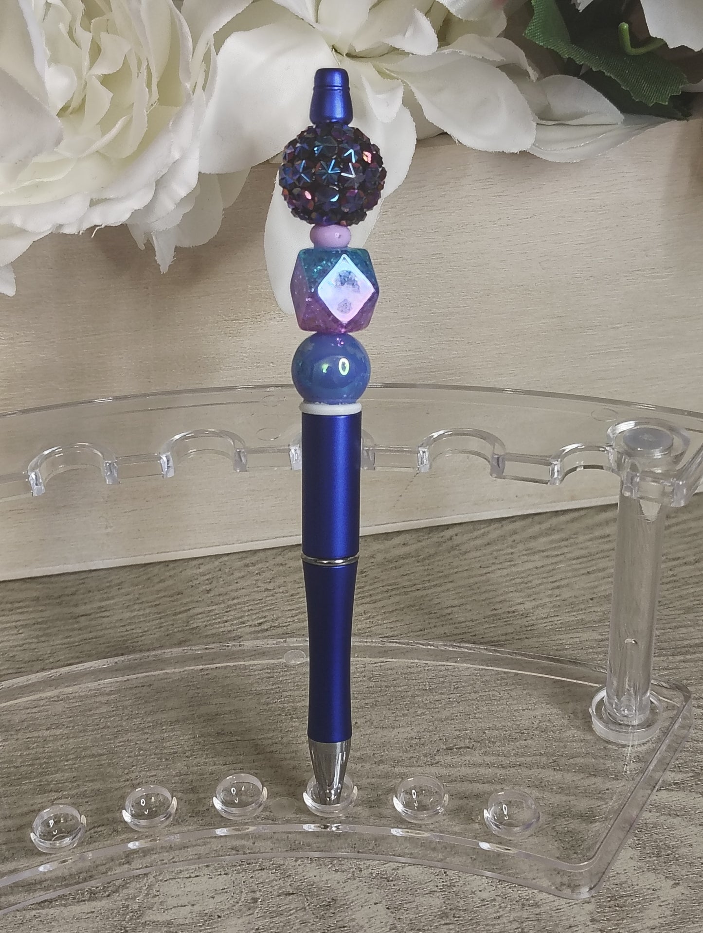 Midnight Galaxy Beaded Pen | Blue & Purple Sparkle Statement Pen