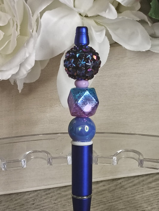 Midnight Galaxy Beaded Pen | Blue & Purple Sparkle Statement Pen