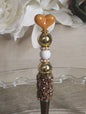 Golden Heart Beaded Pen | Bronze & Gold Glam Handmade Pen