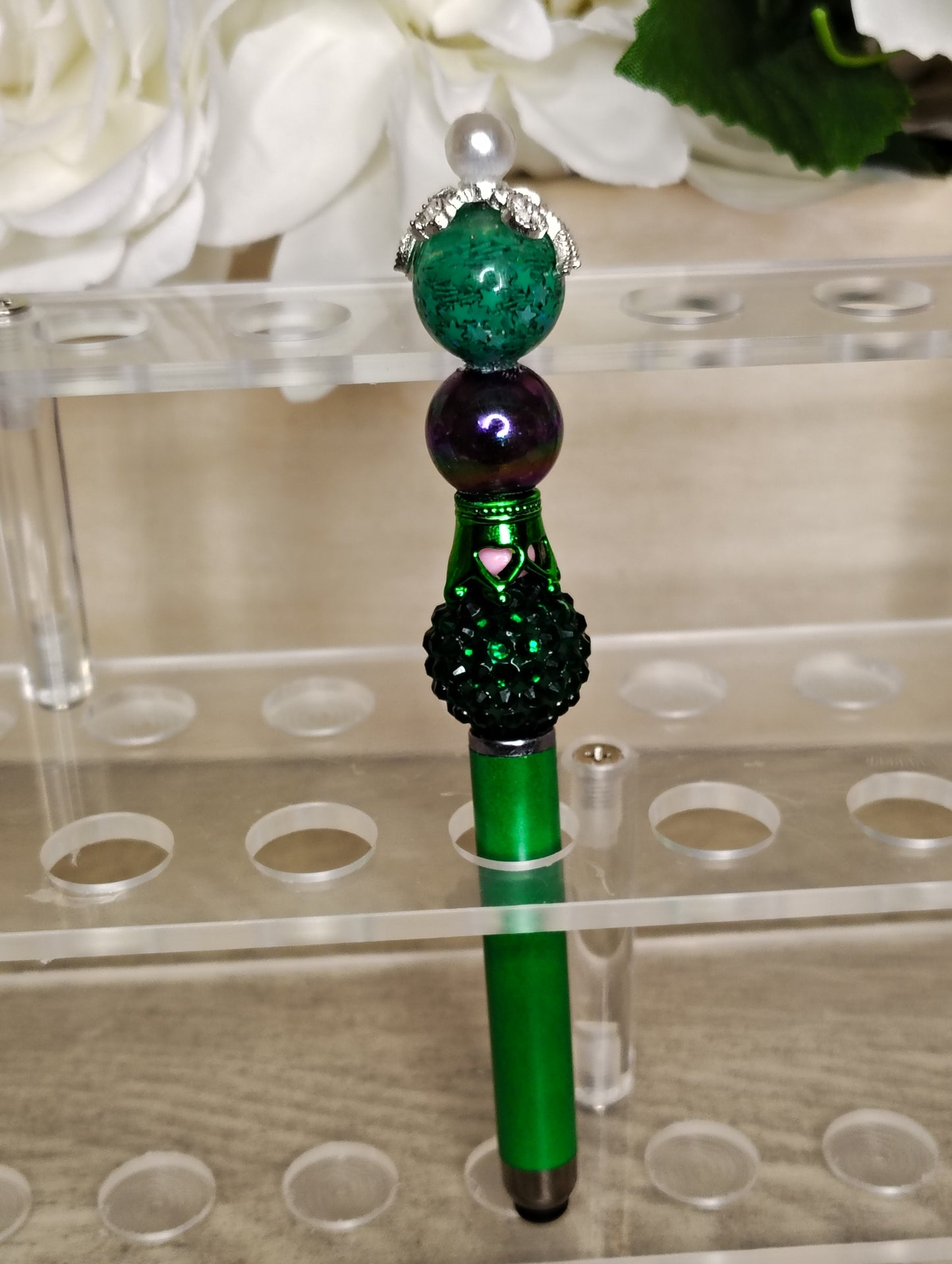 Emerald Enchantment Beaded Pen/Stylus Duo 💚✨