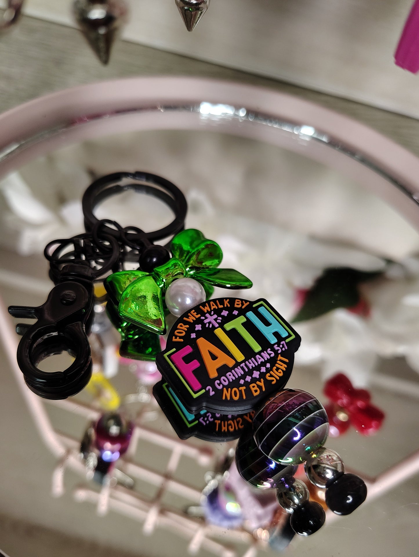 Walk by Faith Beaded Keychain 💚✨