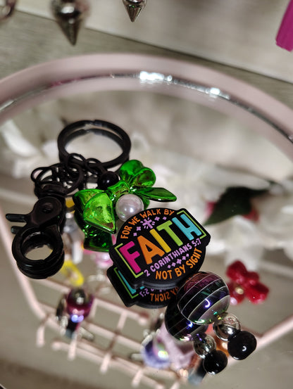 Walk by Faith Beaded Keychain 💚✨