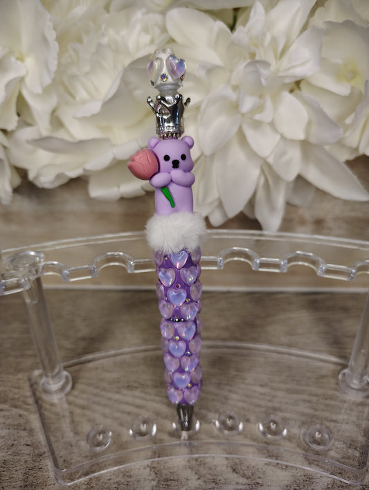 Purple Teddy Bear Glam Pen