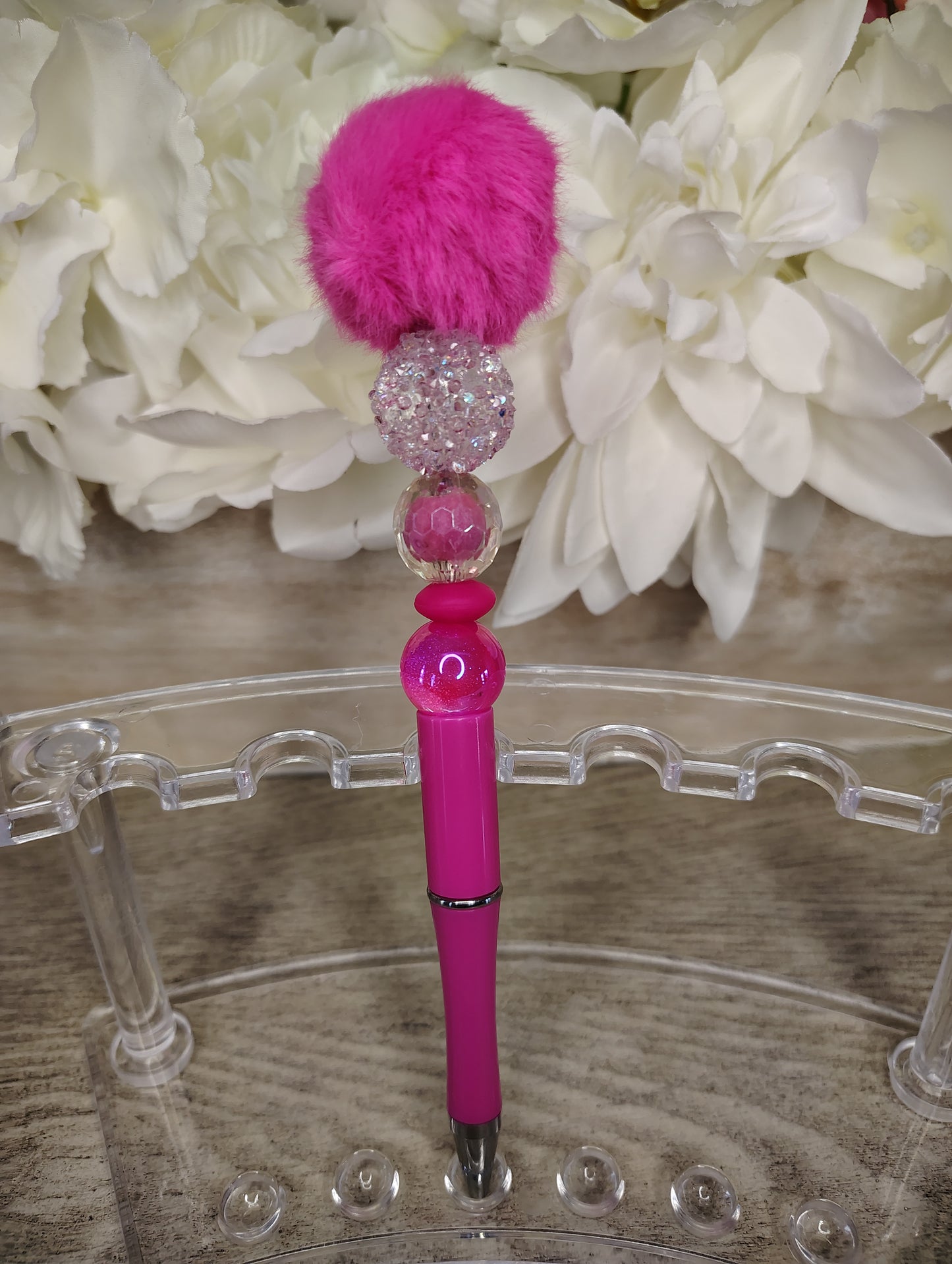 Hot Pink Sparkle Pom Pen