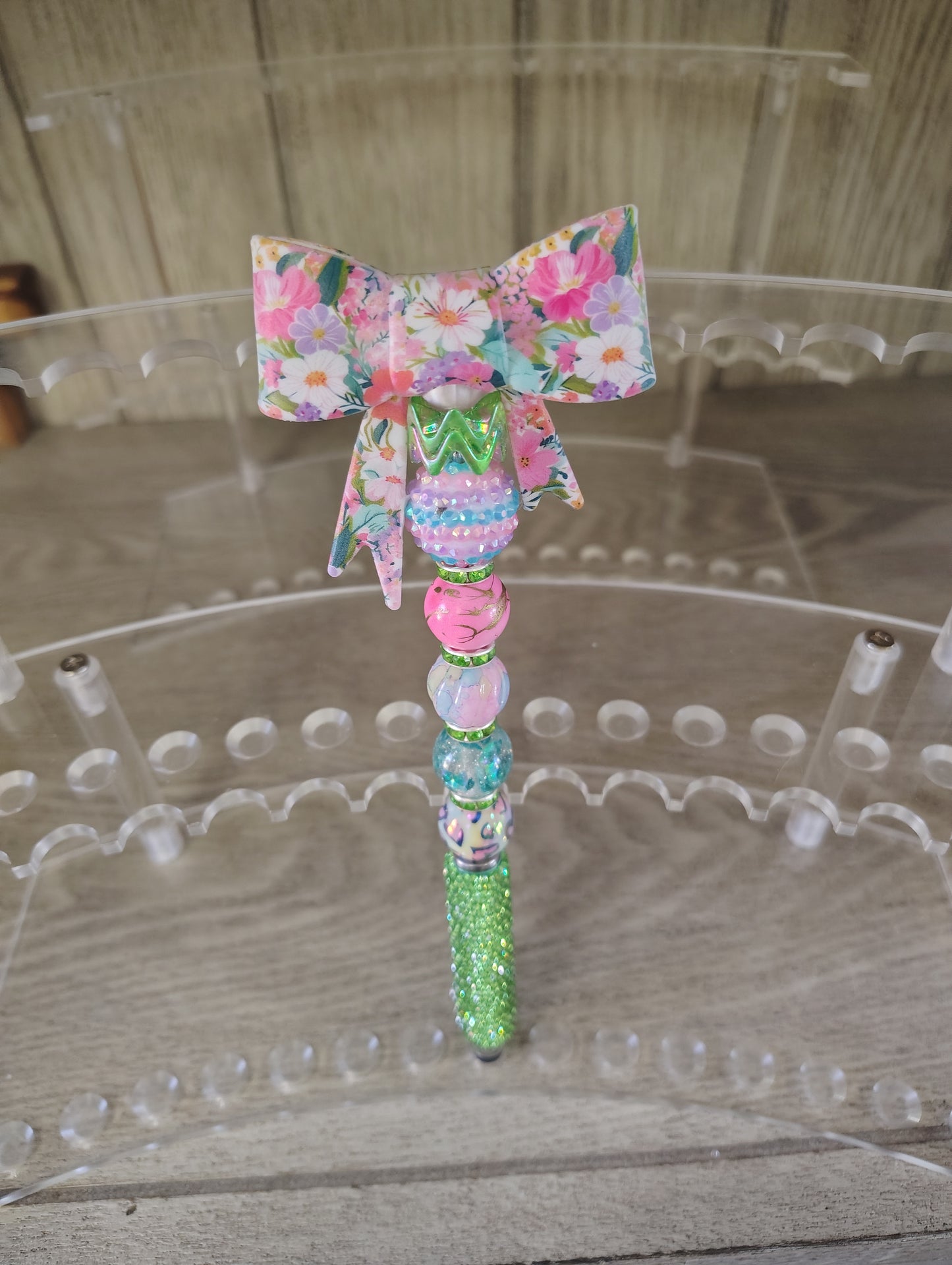Floral Bow Beaded Stylus Pen
