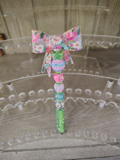 Floral Bow Beaded Stylus Pen
