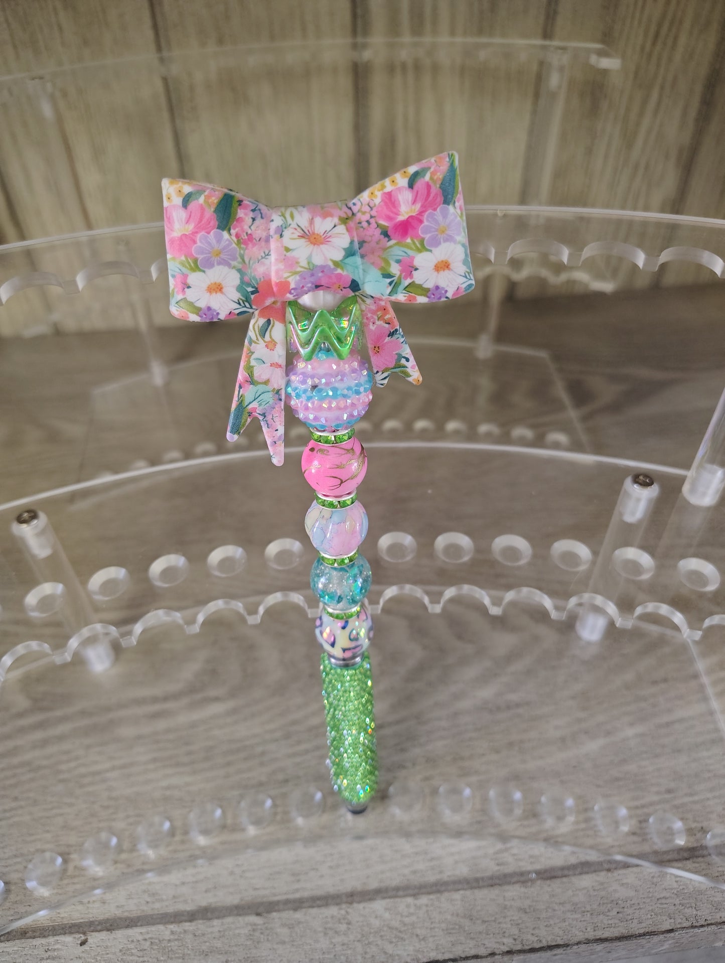 Floral Bow Beaded Stylus Pen