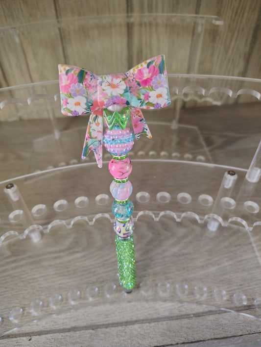 Floral Bow Beaded Stylus Pen