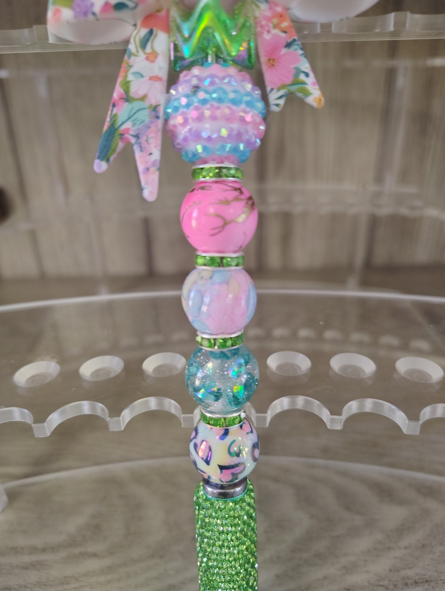 Floral Bow Beaded Stylus Pen