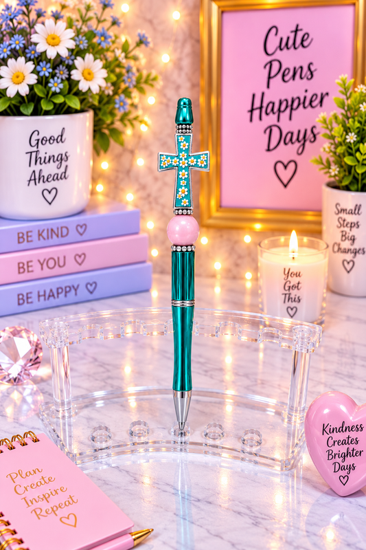 Green Pen with Cross