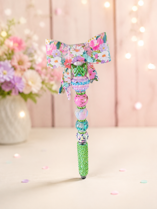 Floral Bow Beaded Stylus Pen