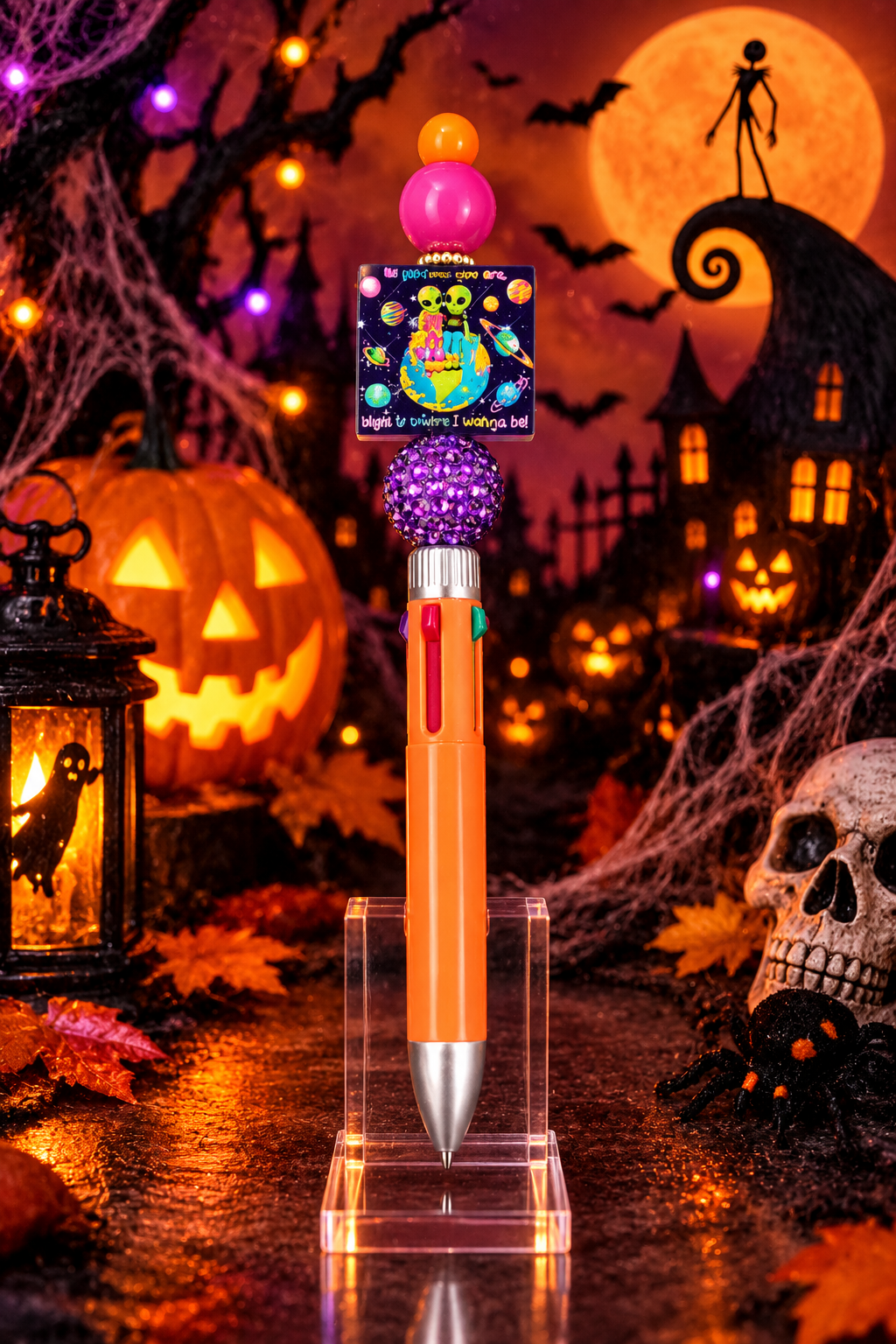 Orange Alien Besties Pen