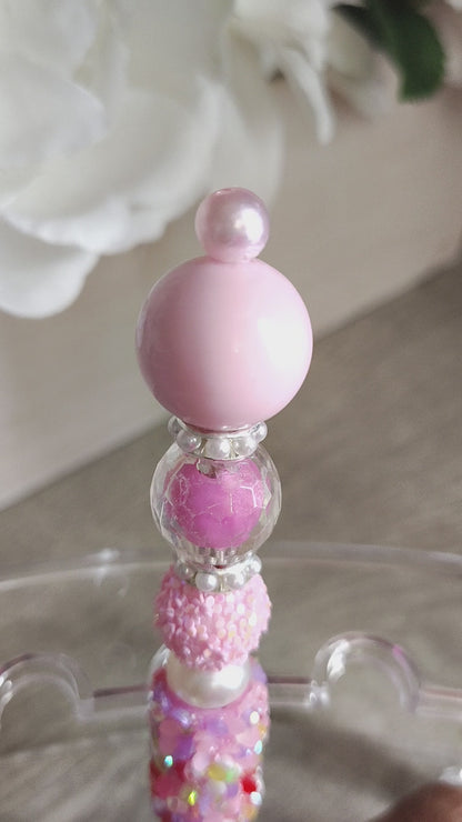 Pink Sprinkle Beaded Pen | Sweet Pastel Sparkle Writing Pen