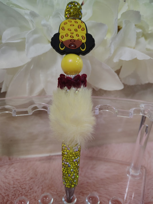 Golden Glam Boss Babe Pom-Pom Pen