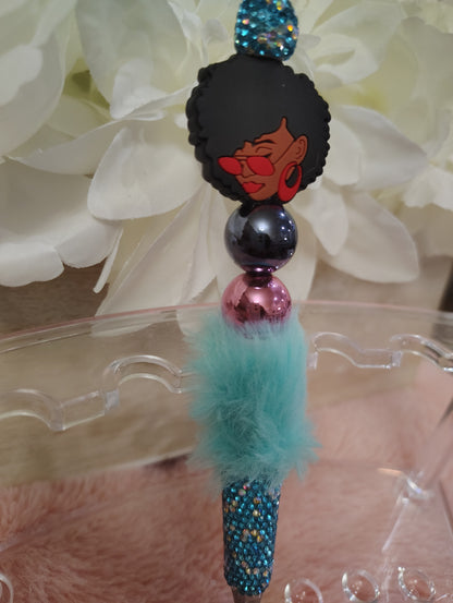 Boss Babe Luxe Beaded Pom-Pom Pen